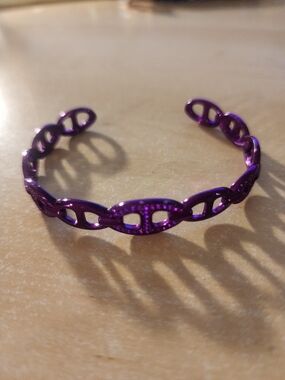 Purple Chain-Link Open Cuff Bracelet- Alexa Rae